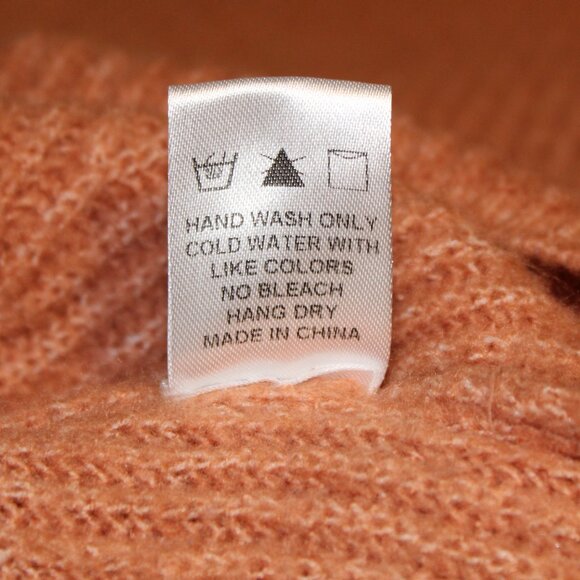 Fable orange/rust-colored chunky knit cowl neck sweater dress L - Picture 9 of 9